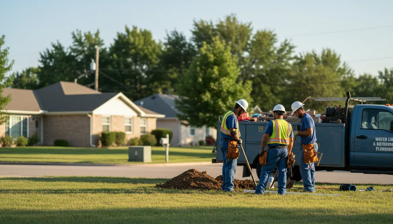 Residential water line and bathroom plumbing service in Plano, IA